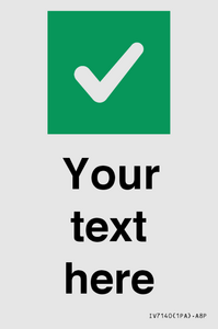 Custom plain background, green square with tick sign